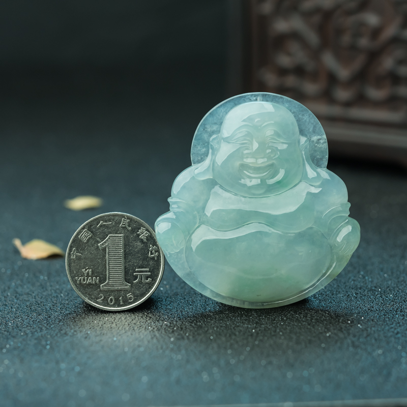 糯冰种晴水翡翠吊坠-红掌柜