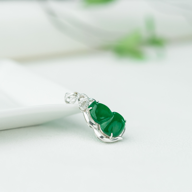 缅甸糯种翠绿翡翠福禄吊坠-红掌柜