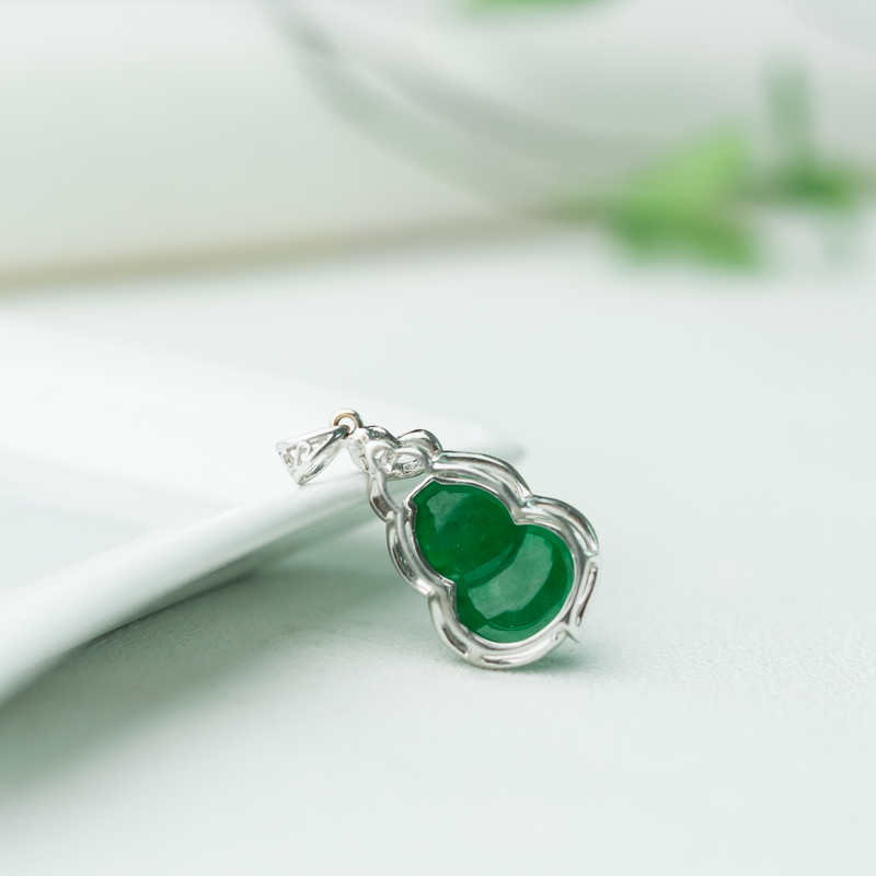 缅甸天然翠绿翡翠福禄吊坠-红掌柜