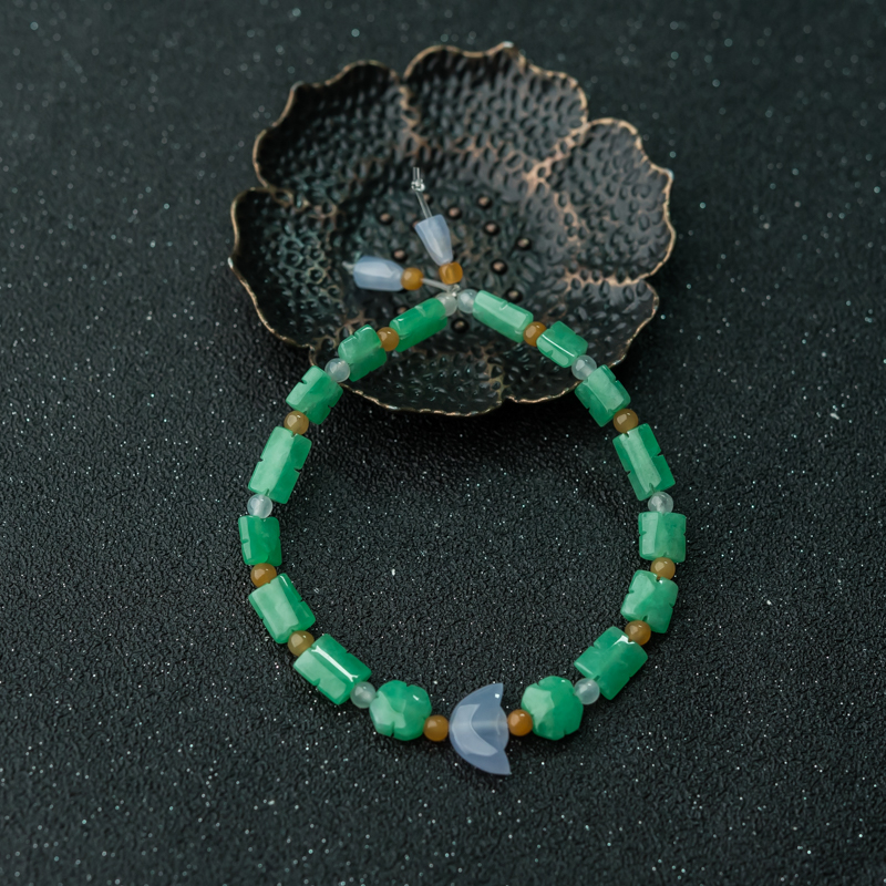 缅甸天然翡翠福禄寿单圈手串-红掌柜