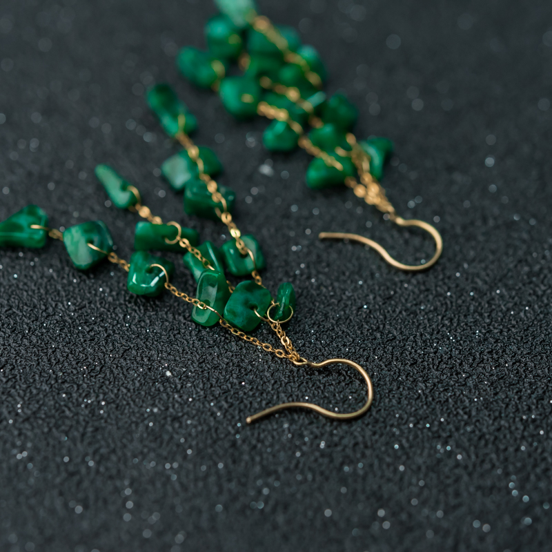 缅甸天然糯种深绿翡翠耳环-红掌柜