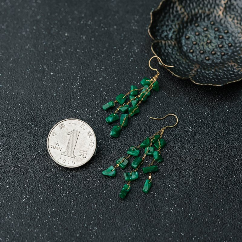 糯种深绿翡翠耳环-红掌柜