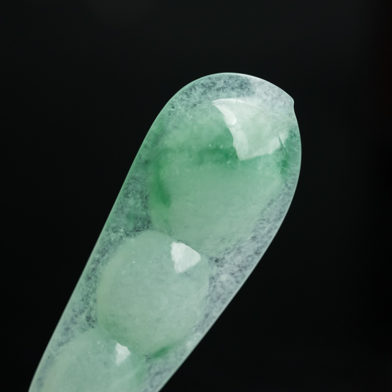 缅甸天然糯冰种翡翠福豆吊坠-红掌柜