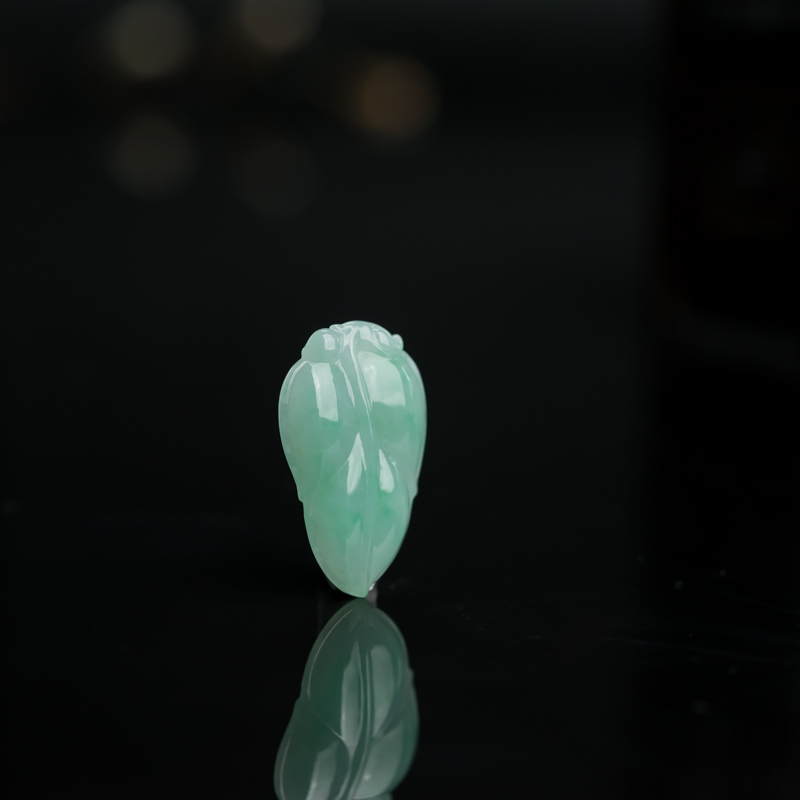 缅甸糯种浅绿翡翠金枝玉叶吊坠-红掌柜