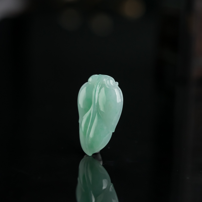 天然糯种浅绿翡翠金枝玉叶吊坠-红掌柜