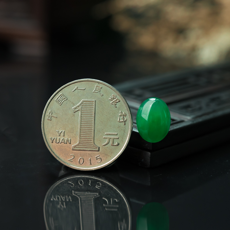 缅甸天然翠绿翡翠戒面-红掌柜