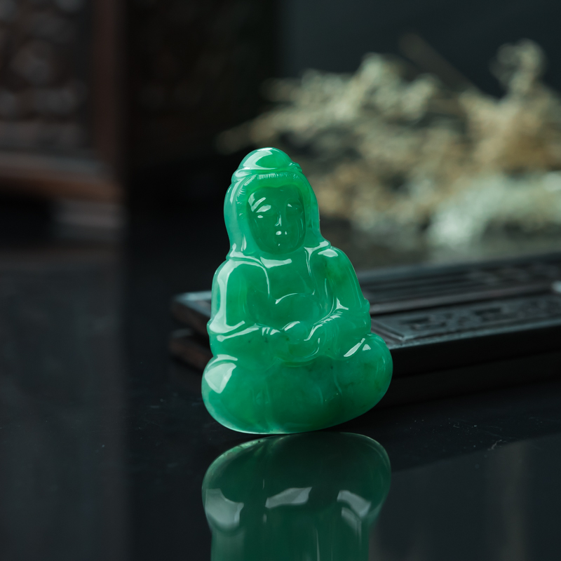糯种翡翠观音吊坠-红掌柜