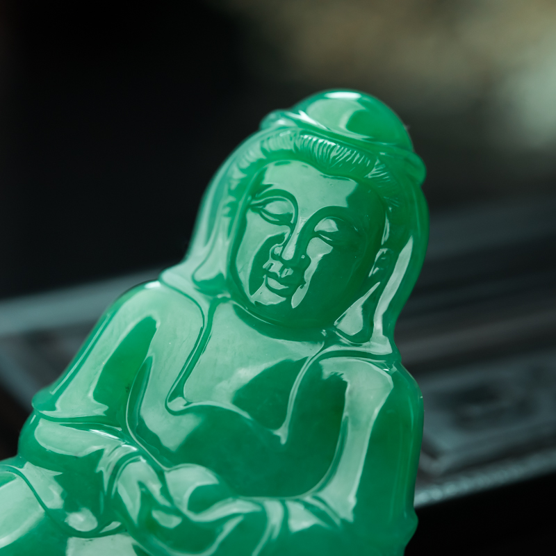 天然翡翠观音吊坠-红掌柜
