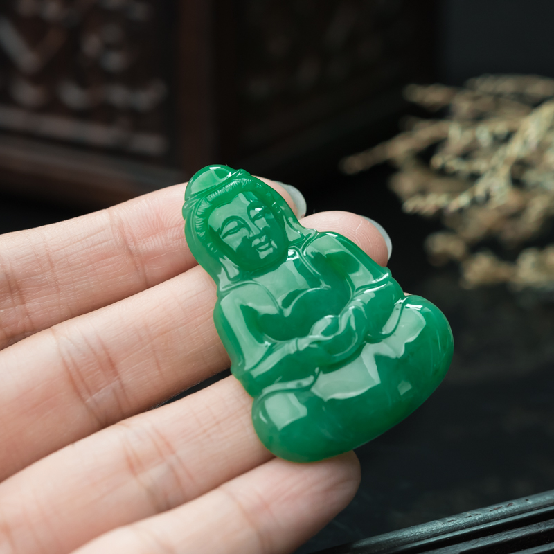 缅甸翡翠观音吊坠-红掌柜