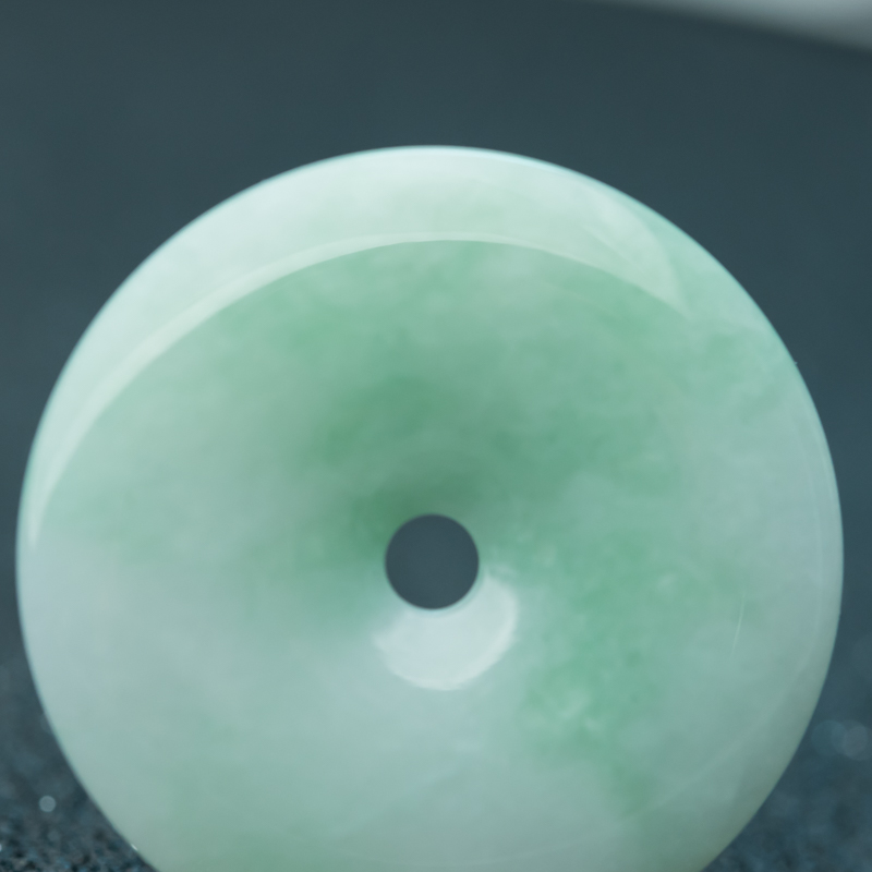 缅甸天然糯种翡翠平安扣吊坠-红掌柜