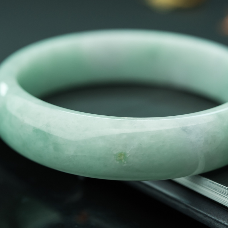 缅甸天然糯种翡翠手镯-红掌柜