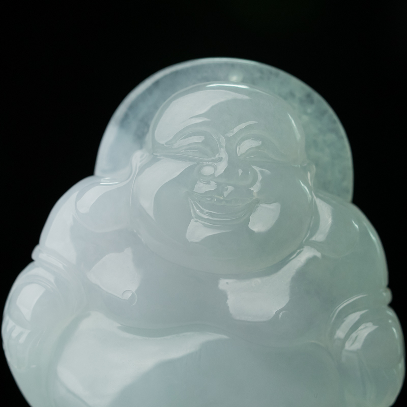 糯冰种浅绿翡翠吊坠-红掌柜