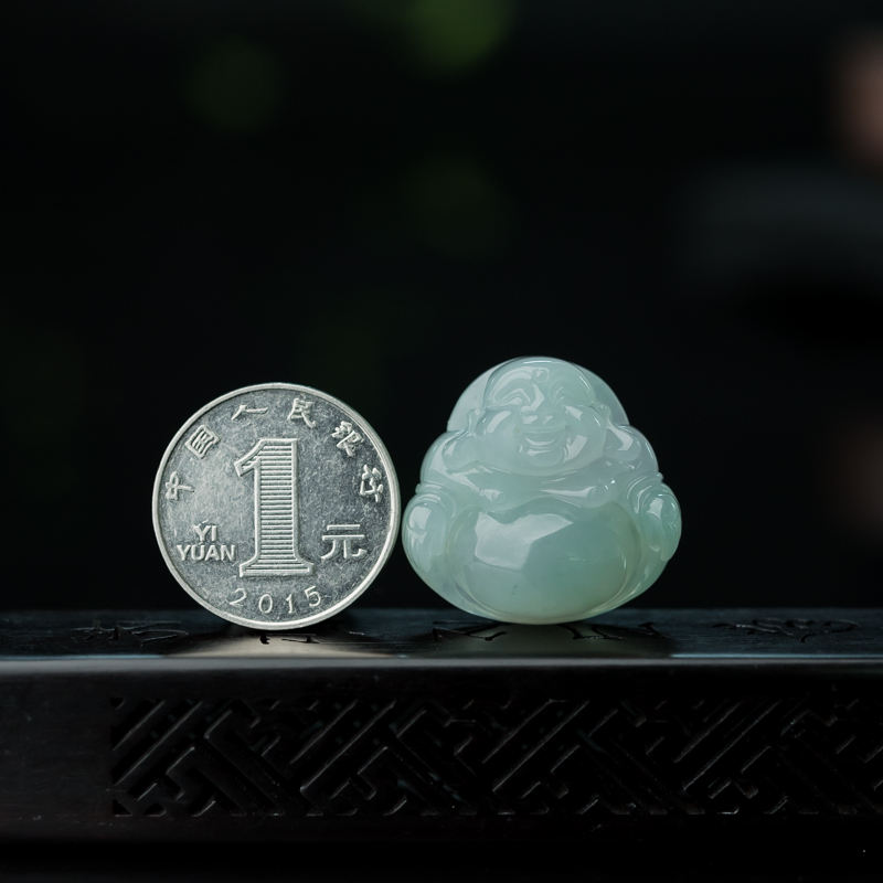 糯冰种翡翠弥勒佛-红掌柜