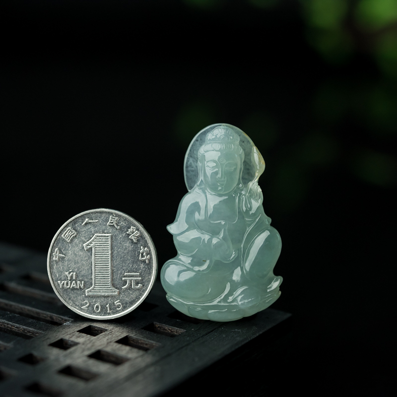 糯冰种晴水翡翠吊坠-红掌柜