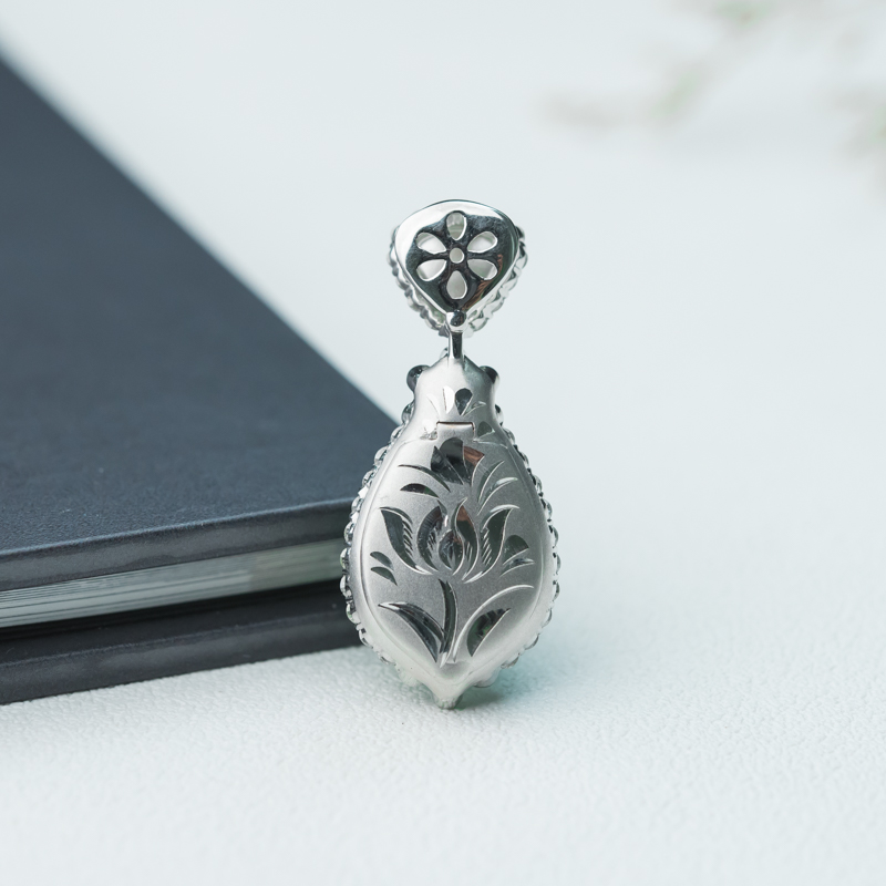 缅甸天然翠绿翡翠水滴吊坠-红掌柜