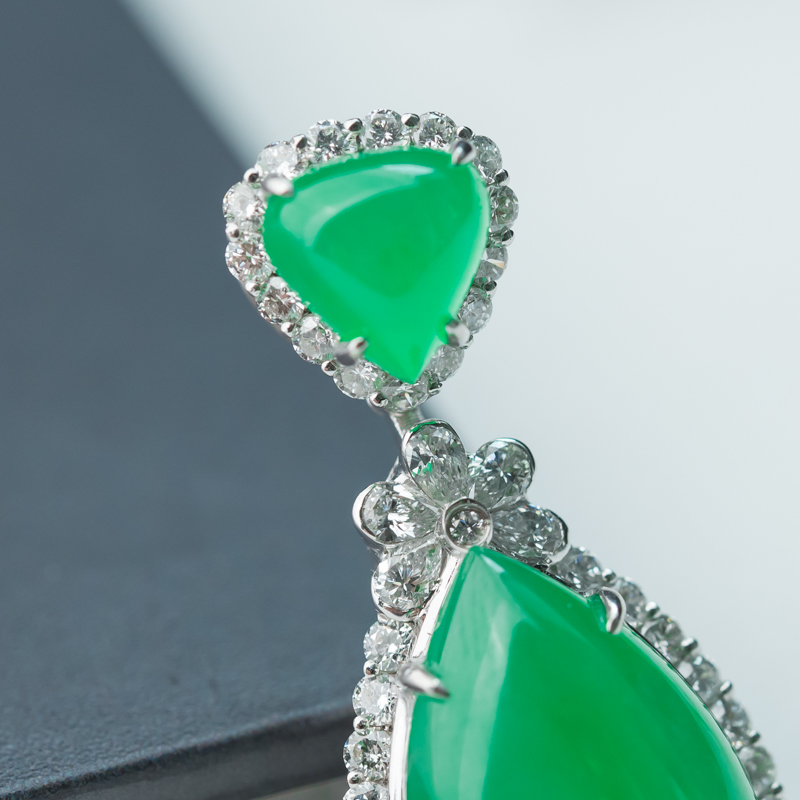 缅甸天然糯冰种翡翠水滴吊坠-红掌柜