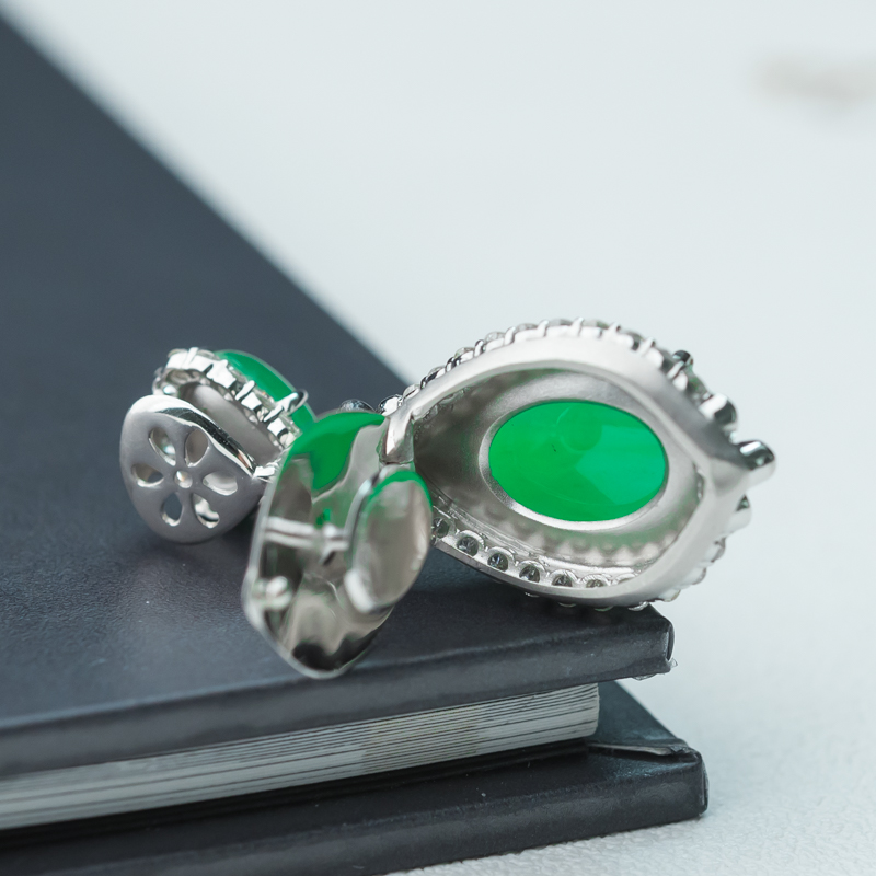 糯冰种翠绿翡翠水滴吊坠-红掌柜