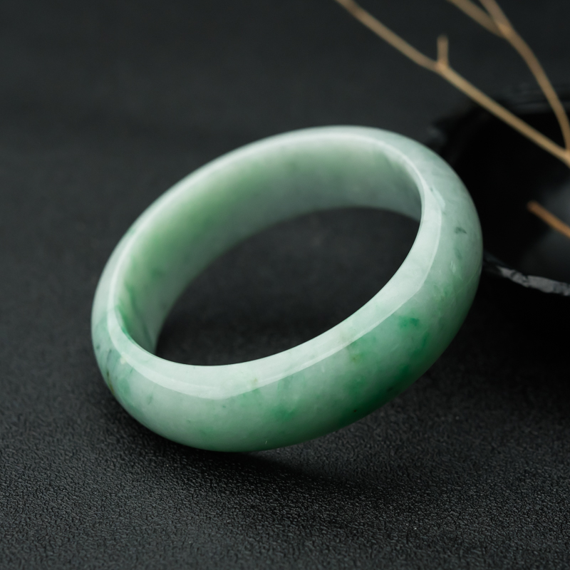 天然糯种飘花翡翠手镯-红掌柜