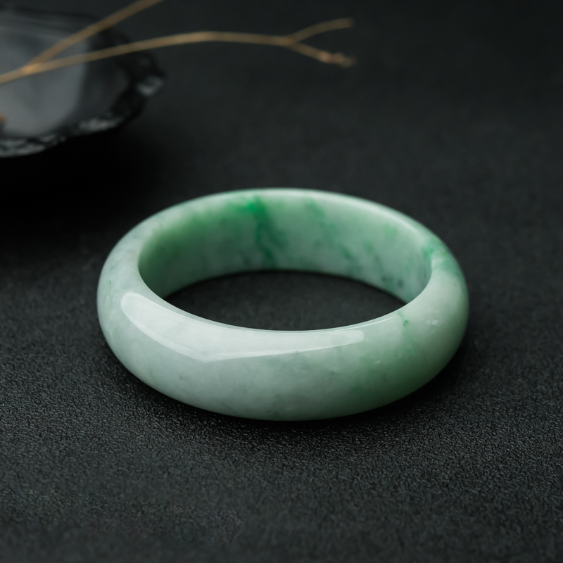 缅甸天然飘花翡翠手镯-红掌柜