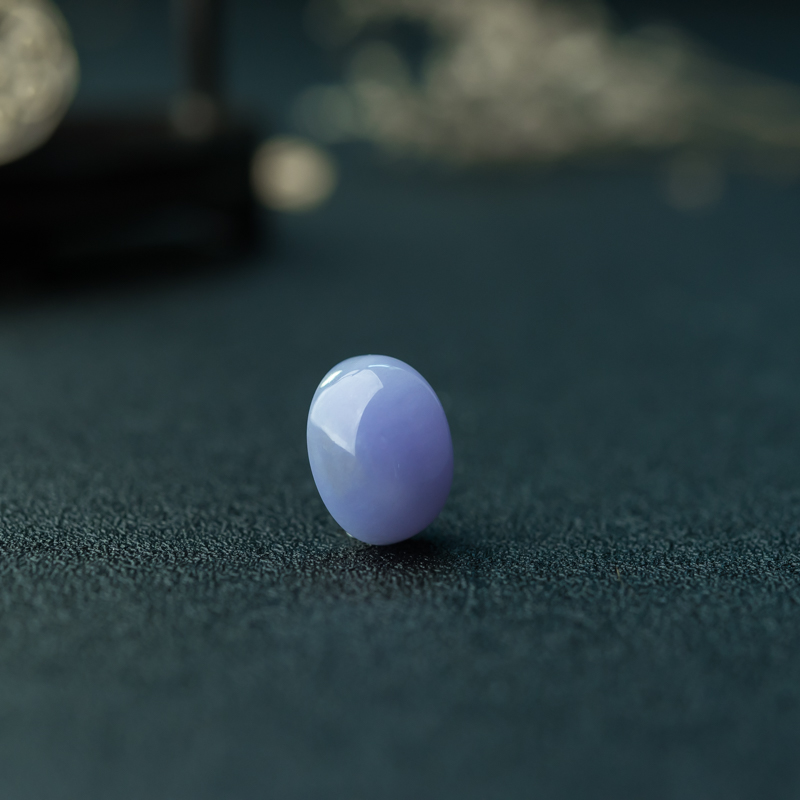 缅甸糯种紫罗兰翡翠戒面-红掌柜