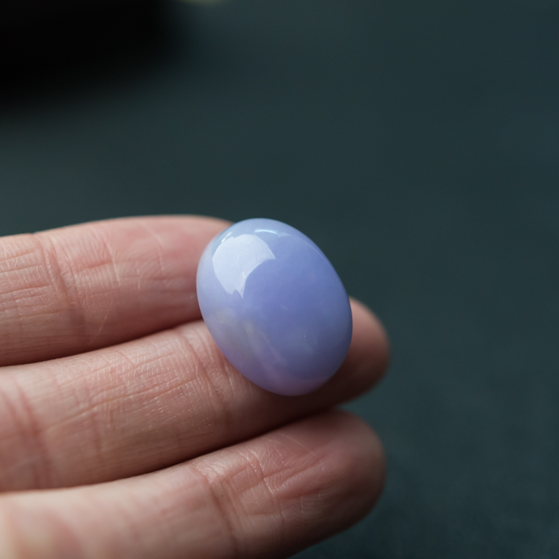 糯种紫罗兰翡翠戒面-红掌柜