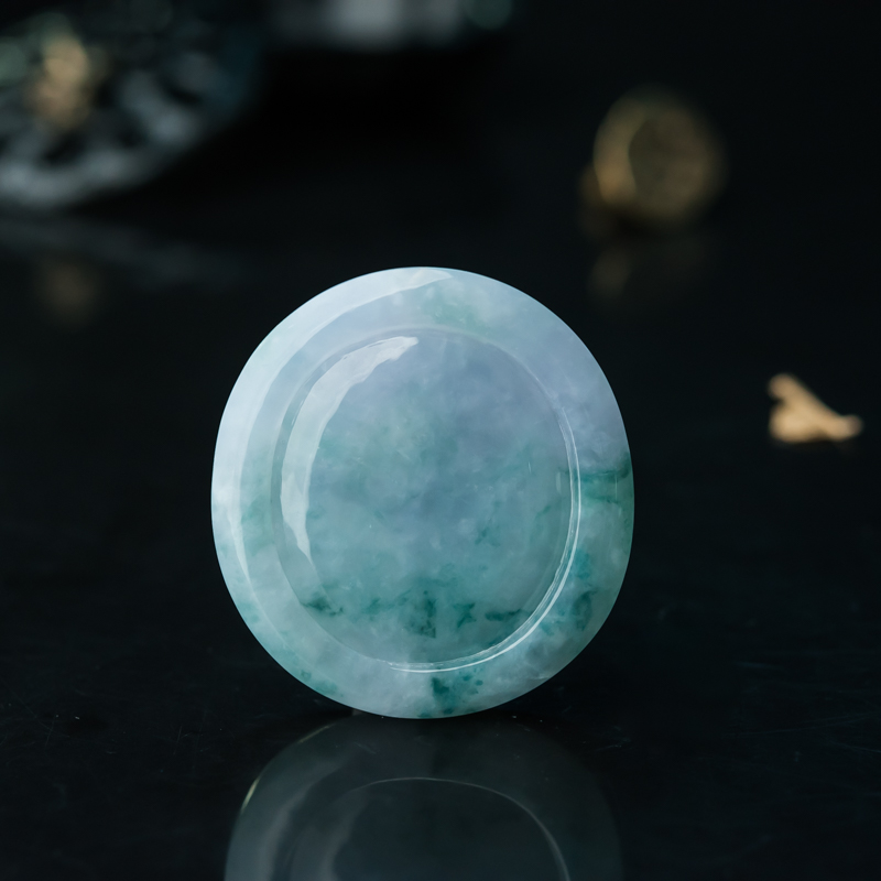 缅甸天然春带彩翡翠观音吊坠-红掌柜