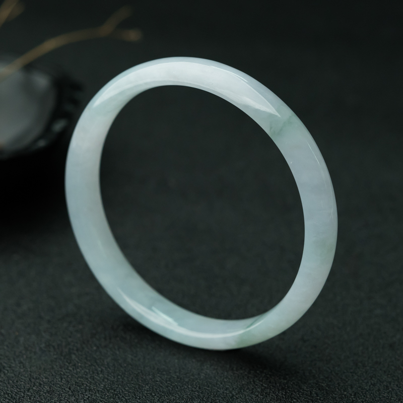 缅甸天然糯冰种飘翠翡翠手镯-红掌柜