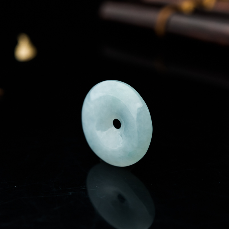 天然糯冰种晴水翡翠平安扣吊坠-红掌柜