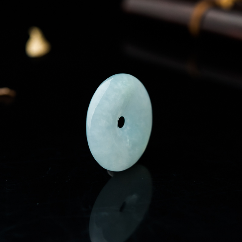 缅甸糯冰种晴水翡翠平安扣吊坠-红掌柜