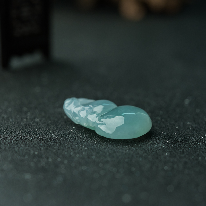 缅甸天然糯冰种翡翠福禄双全吊坠-红掌柜