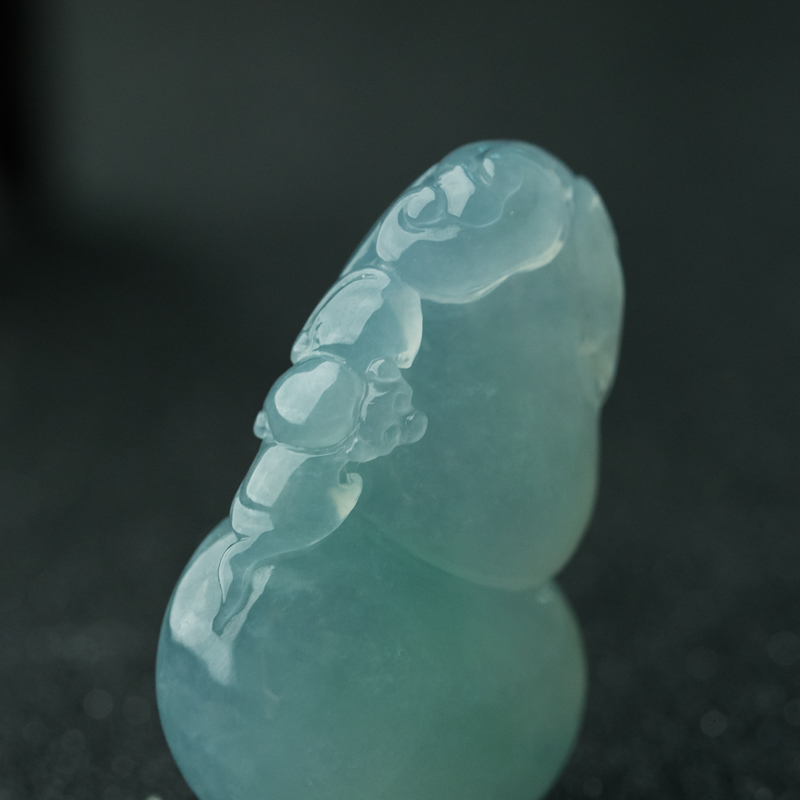 缅甸天然糯冰种淡晴水翡翠吊坠-红掌柜