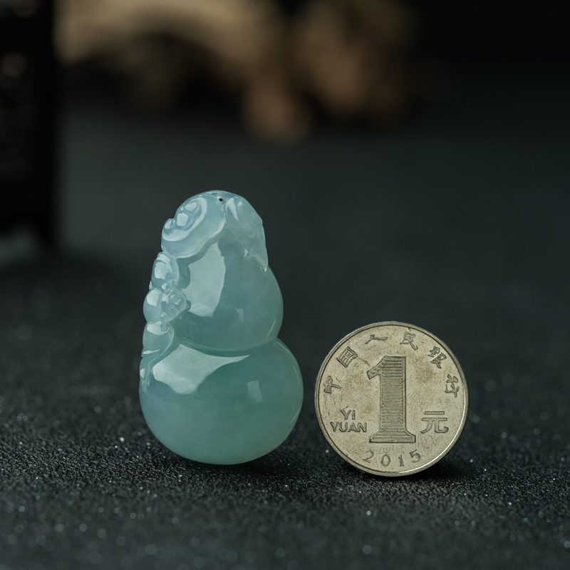 糯冰种翡翠福禄双全吊坠-红掌柜