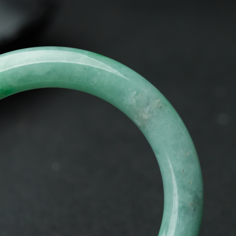 缅甸天然糯种翡翠圆镯-红掌柜