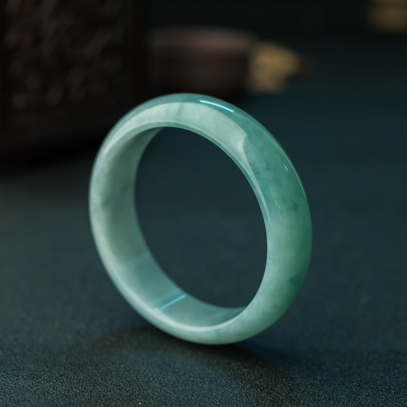 缅甸天然糯冰种飘花翡翠手镯-红掌柜