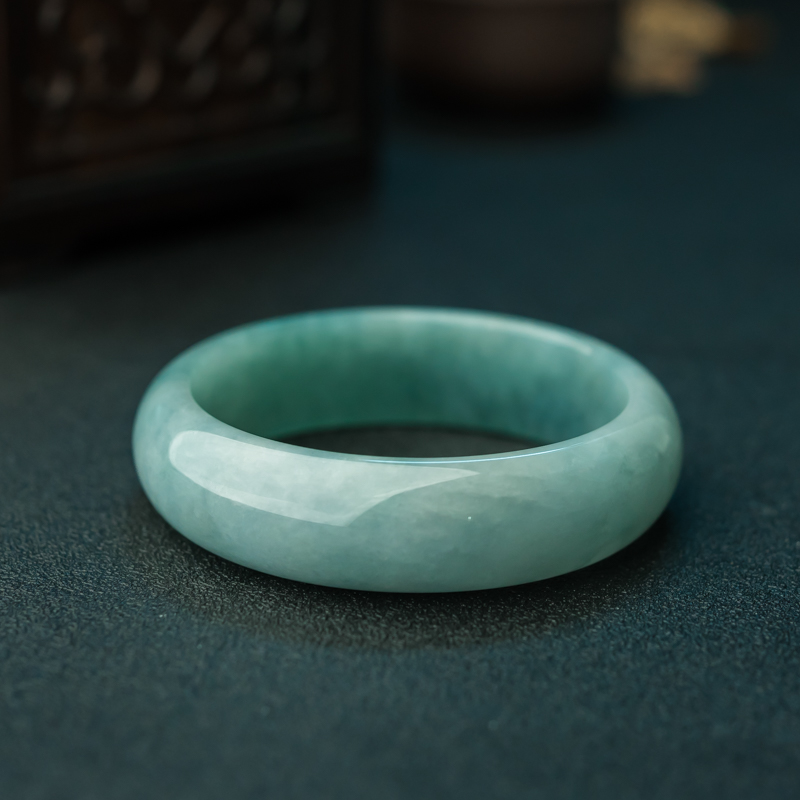 缅甸天然飘花翡翠手镯-红掌柜