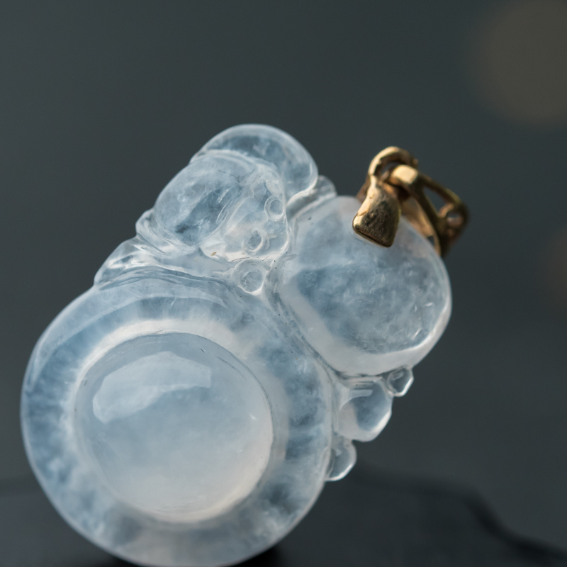 缅甸天然糯冰种翡翠吊坠-红掌柜