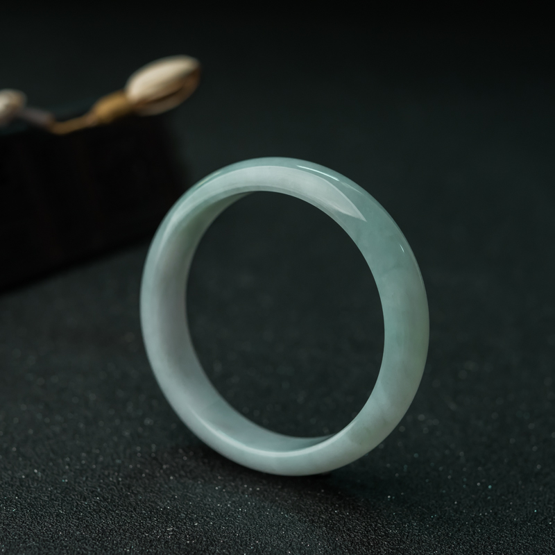 60.3mm糯冰种蓝水翡翠平安镯-红掌柜