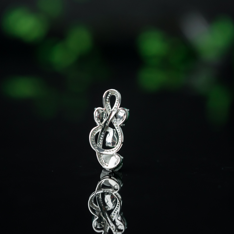 缅甸天然糯种翠绿翡翠音符吊坠-红掌柜