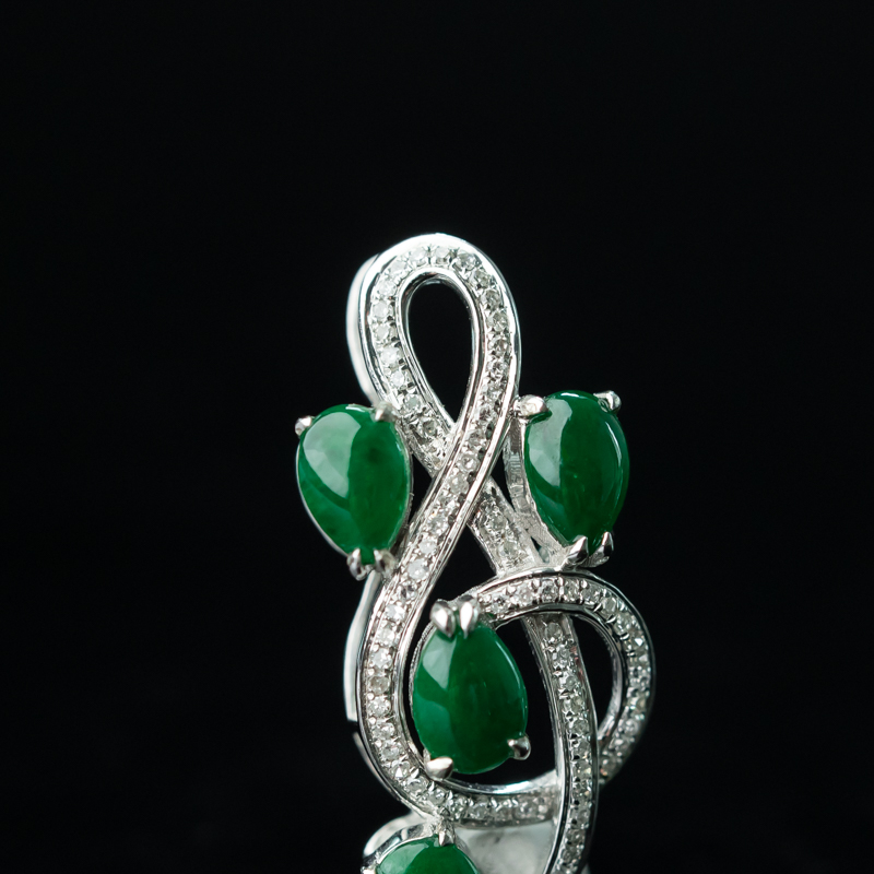 缅甸天然18K翠绿翡翠音符吊坠-红掌柜