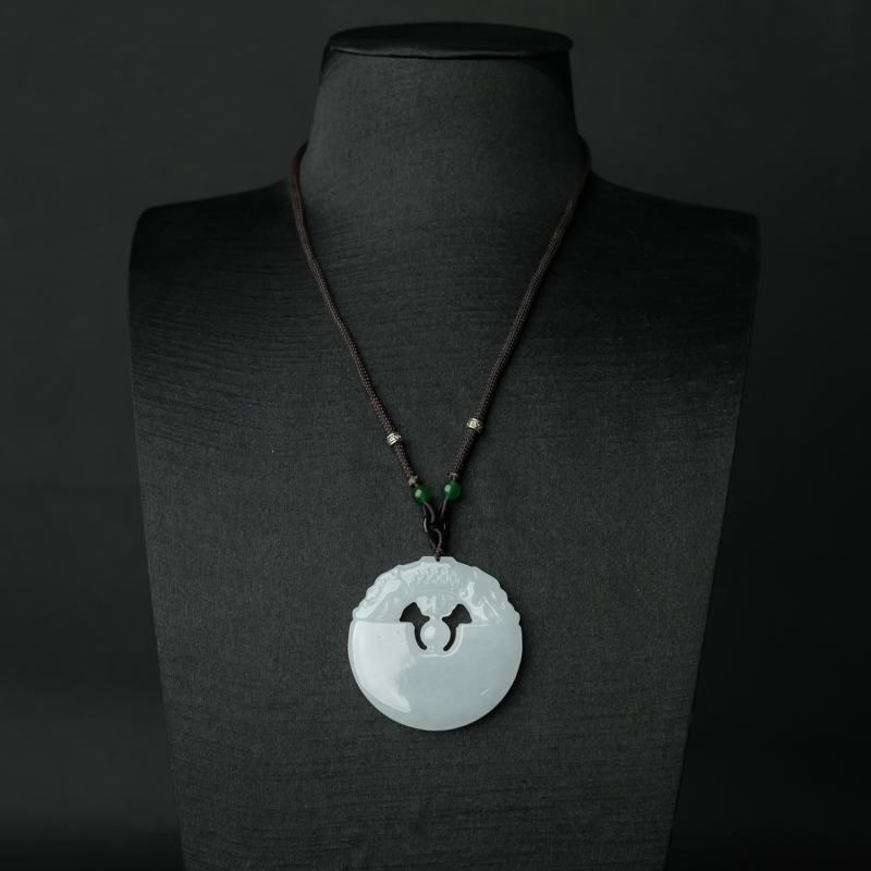 糯种翡翠双龙戏珠吊坠-红掌柜