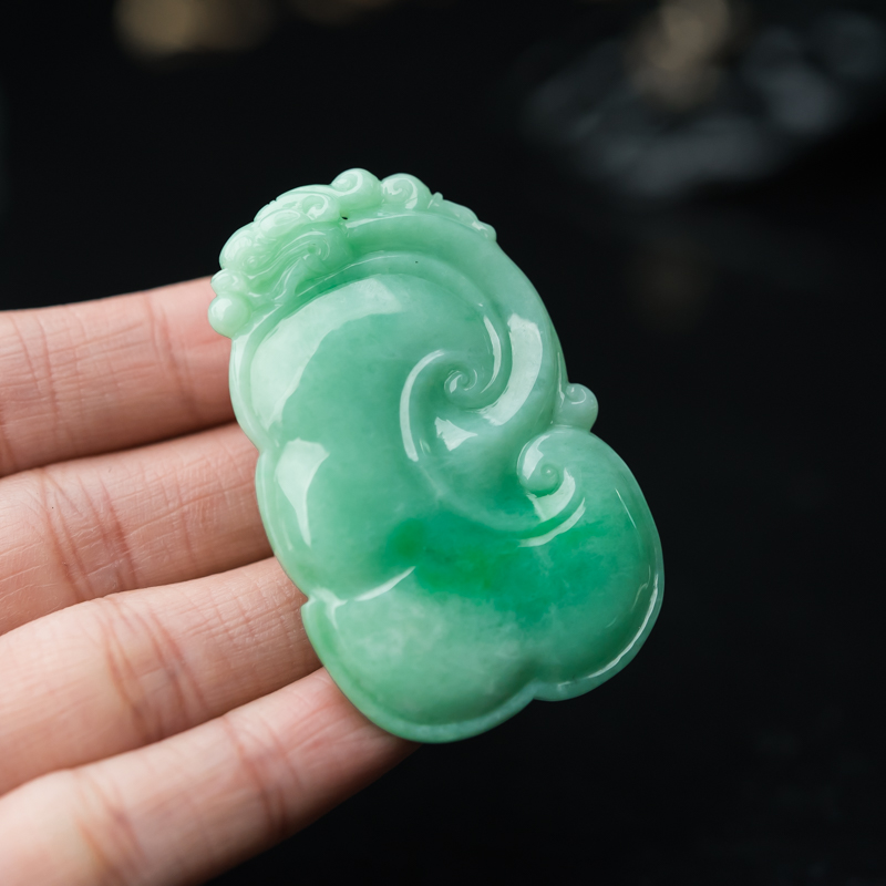 缅甸翡翠如意吊坠-红掌柜