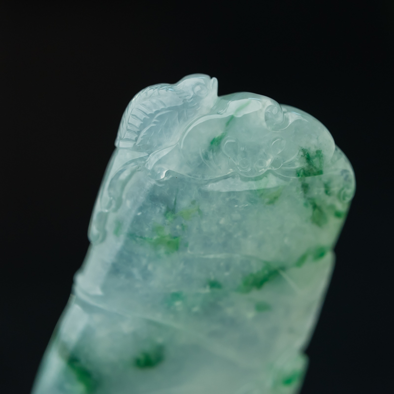缅甸天然糯冰种飘花翡翠吊坠-红掌柜