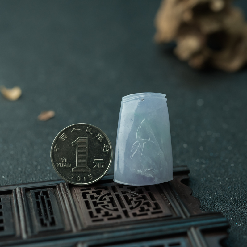 糯冰种翡翠竹节吊坠-红掌柜