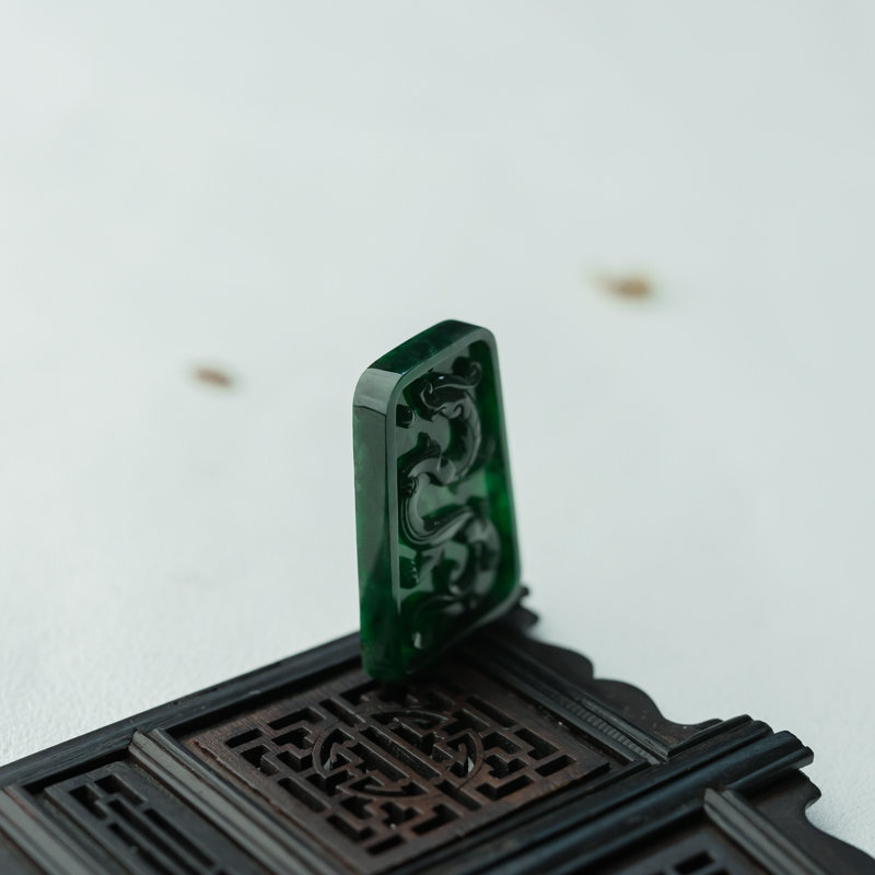 糯种翡翠龙凤呈祥吊坠-红掌柜