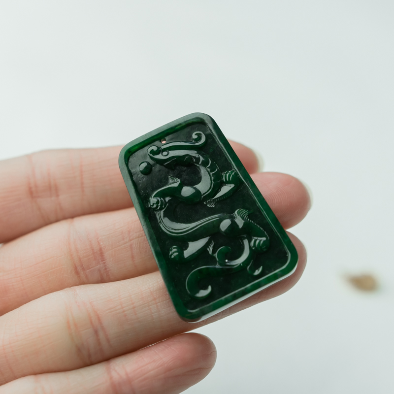 天然翡翠龙凤呈祥吊坠-红掌柜