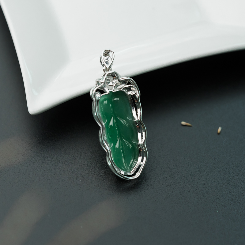 缅甸天然翠绿翡翠大业有成吊坠-红掌柜