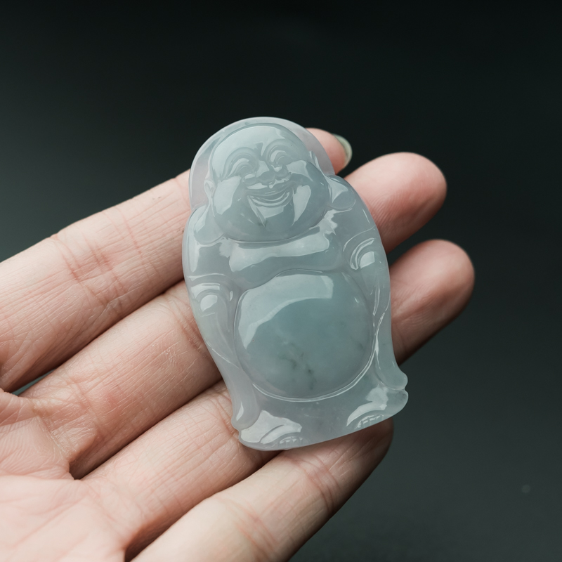 缅甸天然糯种紫罗兰翡翠吊坠-红掌柜