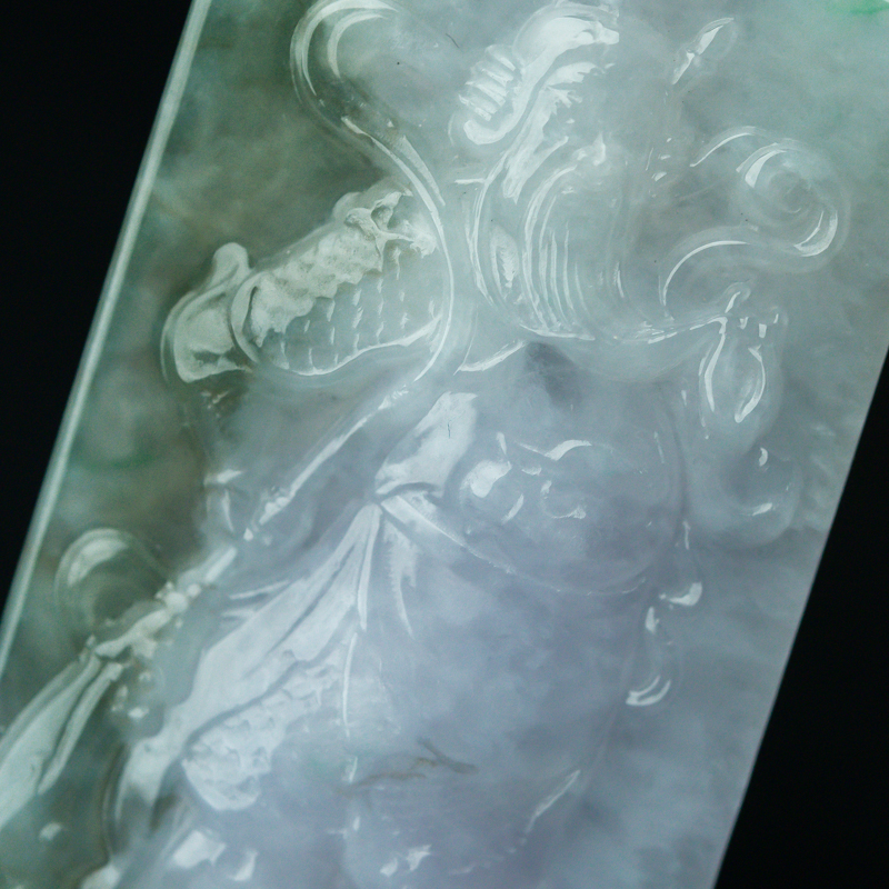 缅甸天然糯冰种春带彩翡翠吊坠-红掌柜