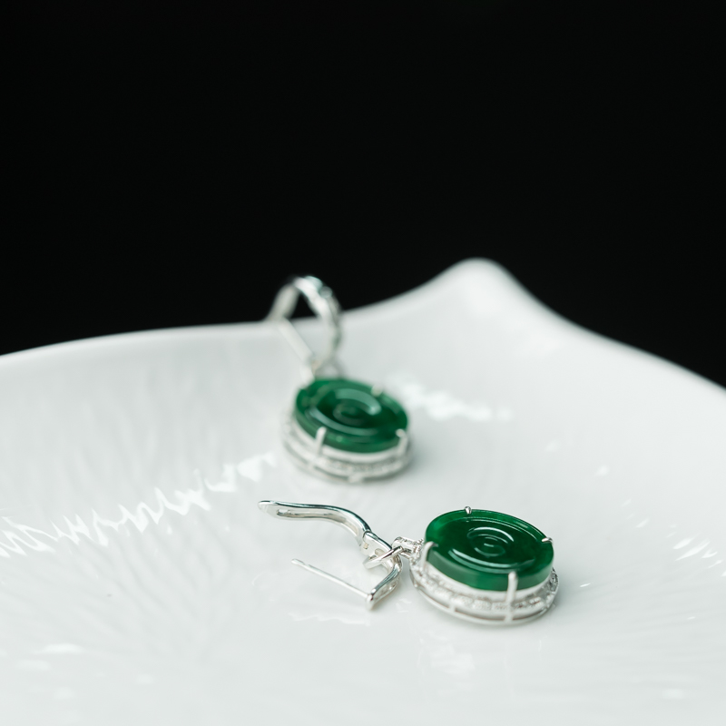 天然翡翠平安扣耳钉-红掌柜 天然翡翠平安扣耳钉-红掌柜