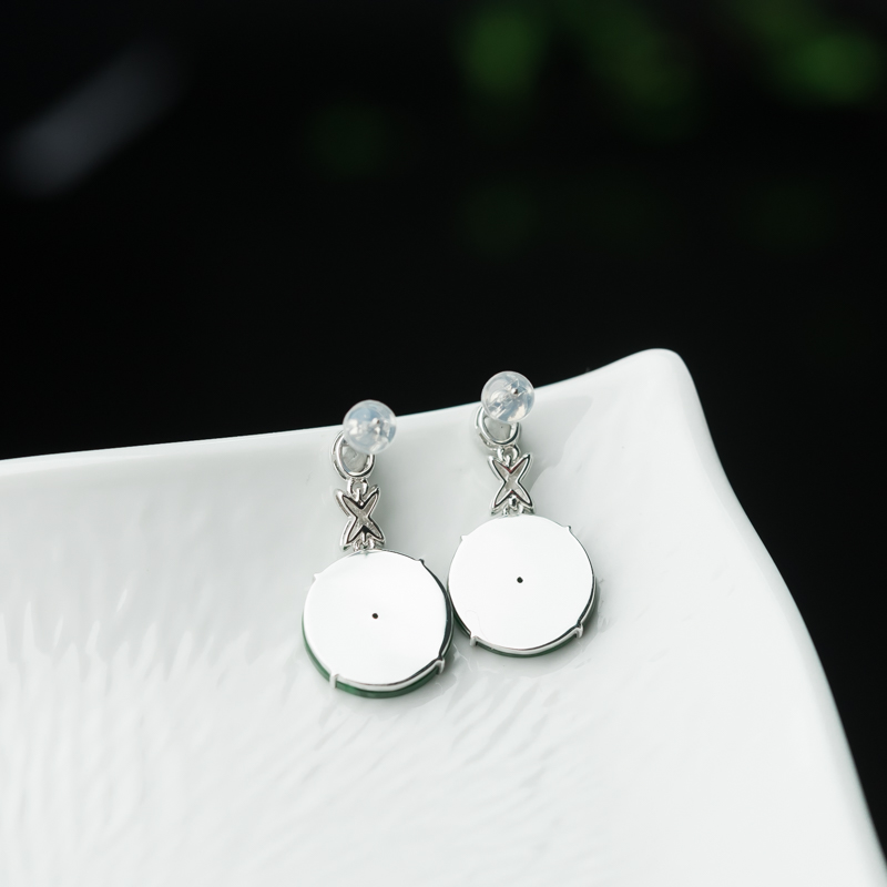 糯种翡翠平安扣耳钉-红掌柜